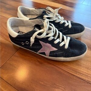 Golden Goose Black and Pink Star Sneakers